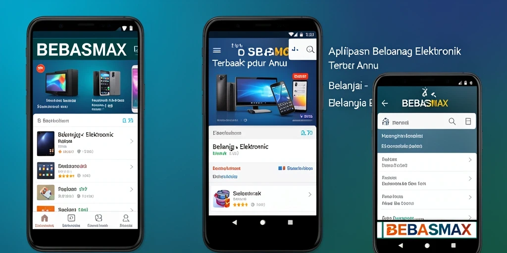 Tampilan antarmuka aplikasi BEBASMAX yang user-friendly untuk belanja Elektronik.