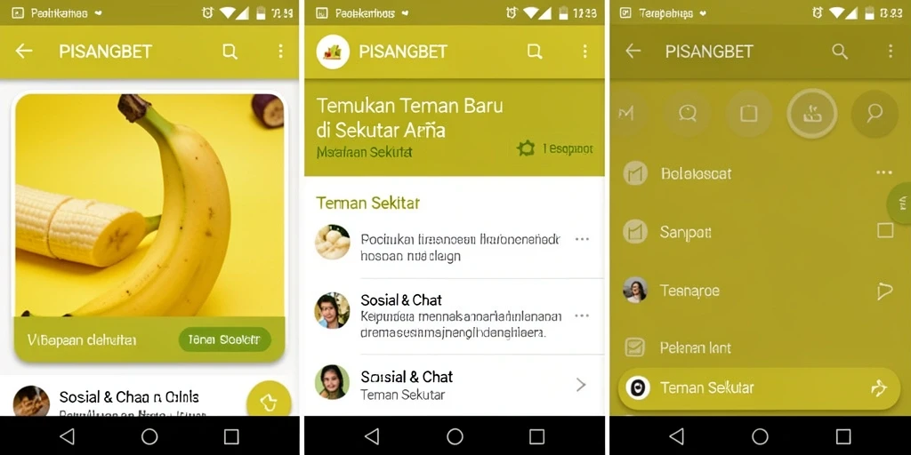 Antarmuka aplikasi PISANGBET yang memudahkan pencarian teman sekitar.