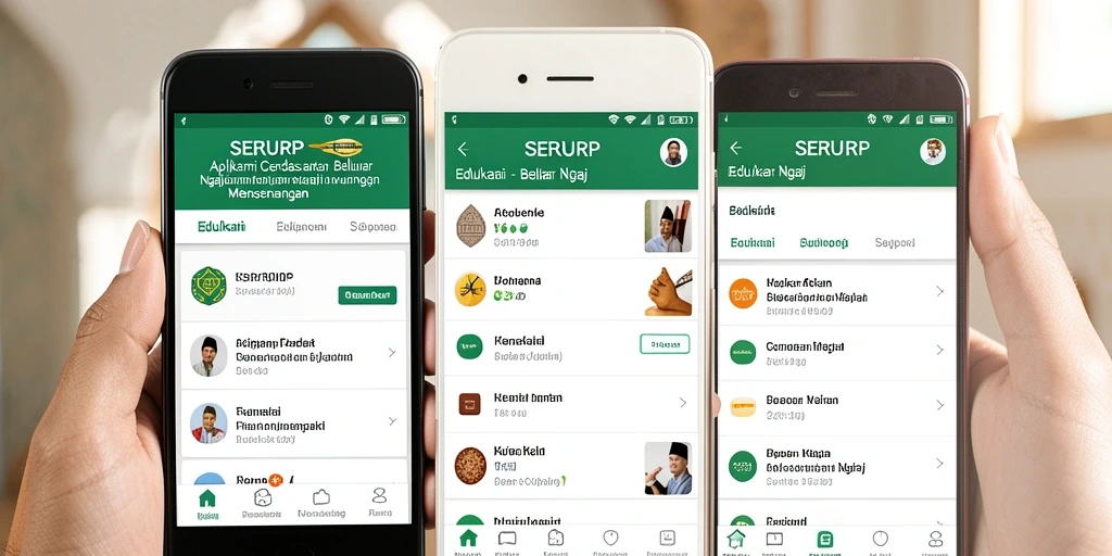 Antarmuka aplikasi SERURP yang intuitif dan interaktif untuk belajar ngaji.