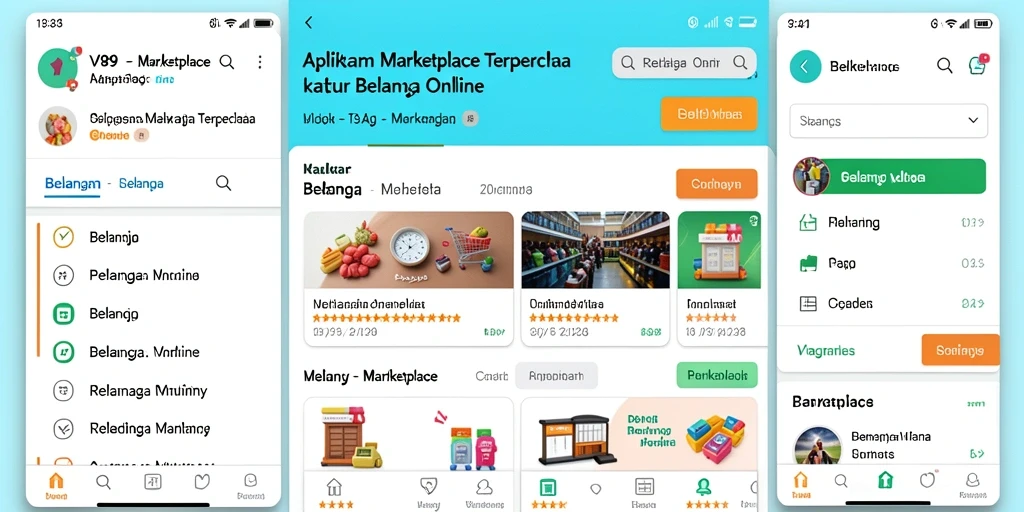 Antarmuka pengguna V89 yang sederhana dan menarik untuk berbelanja.