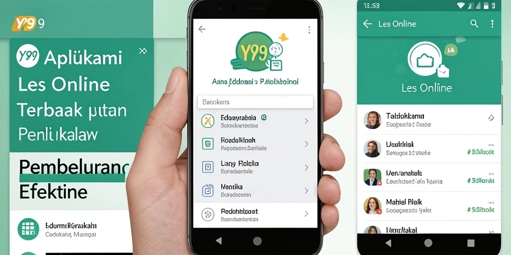 Tampilan antarmuka aplikasi Y89 untuk Les Online yang interaktif.